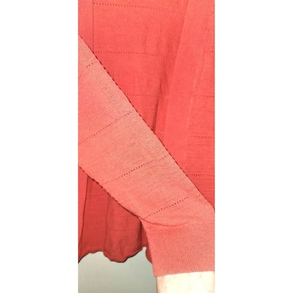 Talbots Womens sz 3X Petite pink sheer textured long sleeve open front cardigan